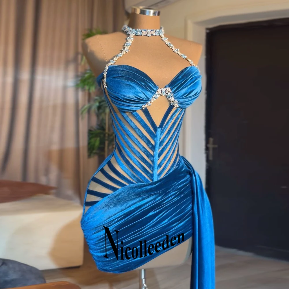 Elegant Cocktail Dresses for Women Rhinestones Halter Sleeveless Party Gowns  | eBay
