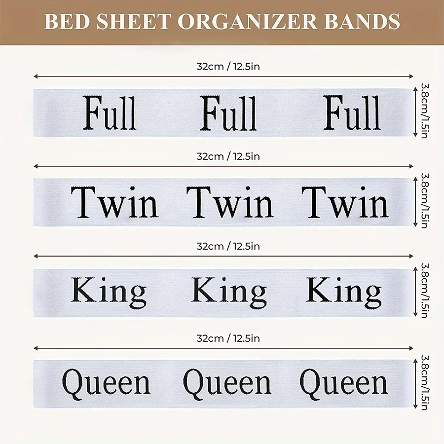 4Pcs Elastic Bedsheets Bands Bed Sheet Clothes Storage Organizer Sheet Closet Organization Labels Letter Sheet Straps