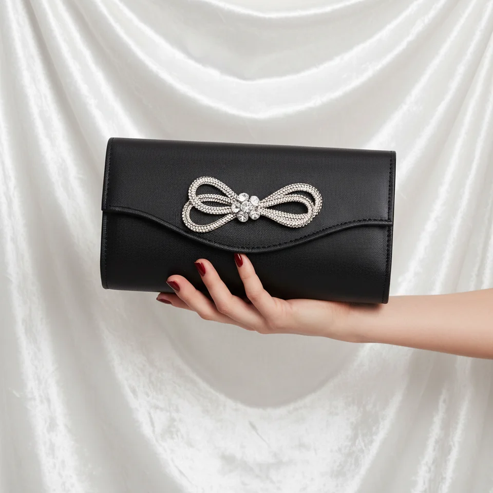 Rhinestone Bowknot Evening Crossbody Handbag for Women