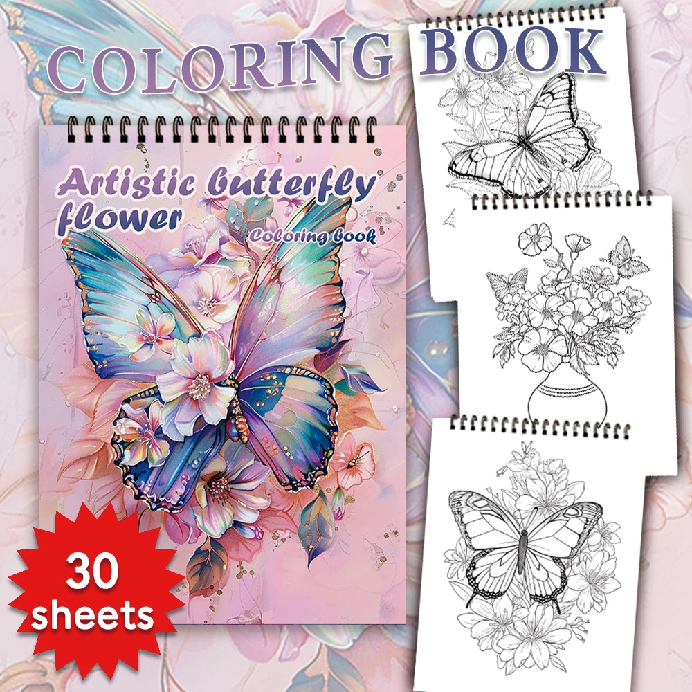 30 Sheets Stress Relief Coloring Book, 11.2x 8.3in,100gsm Thick Paper, Spiral Bound, Halloween Gift, Christmas Gift Option 3