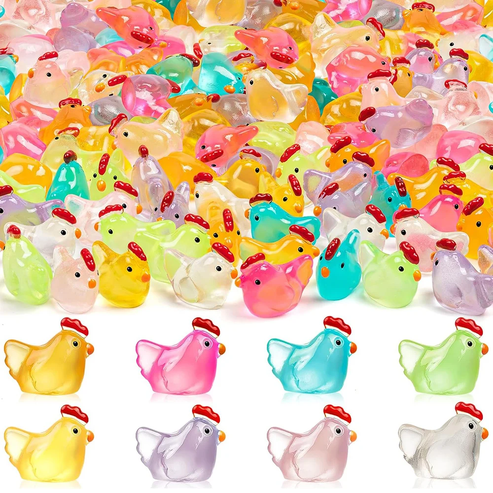 Aazon.co: 40pcs Luinous Ini Chicken Figurines Resin Iniature