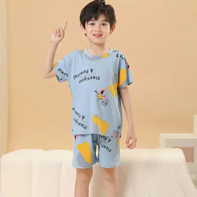 Teens Pajamas Short Sleeve Silk Cotton Pyjamas Big Kids Clothes