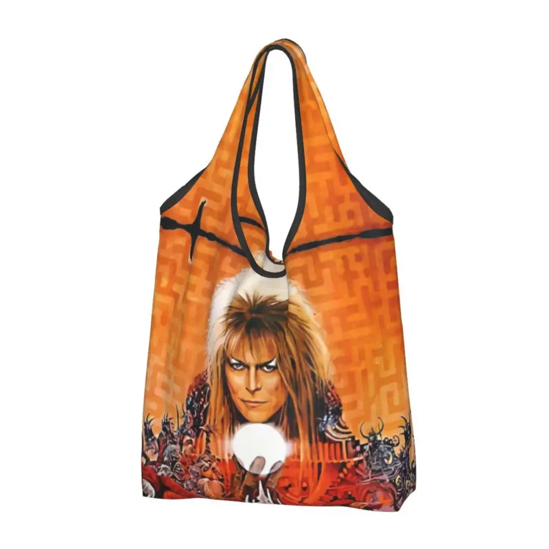 Custom Vintage Labyrinth Shopping Bag Women Portable Big Capacity Groceries Jareth The Goblin King Shopper Tote Bags vintage nautical compass groceries shopping tote bag women custom captain anchor boat shopper shoulder bags big capacity handbag