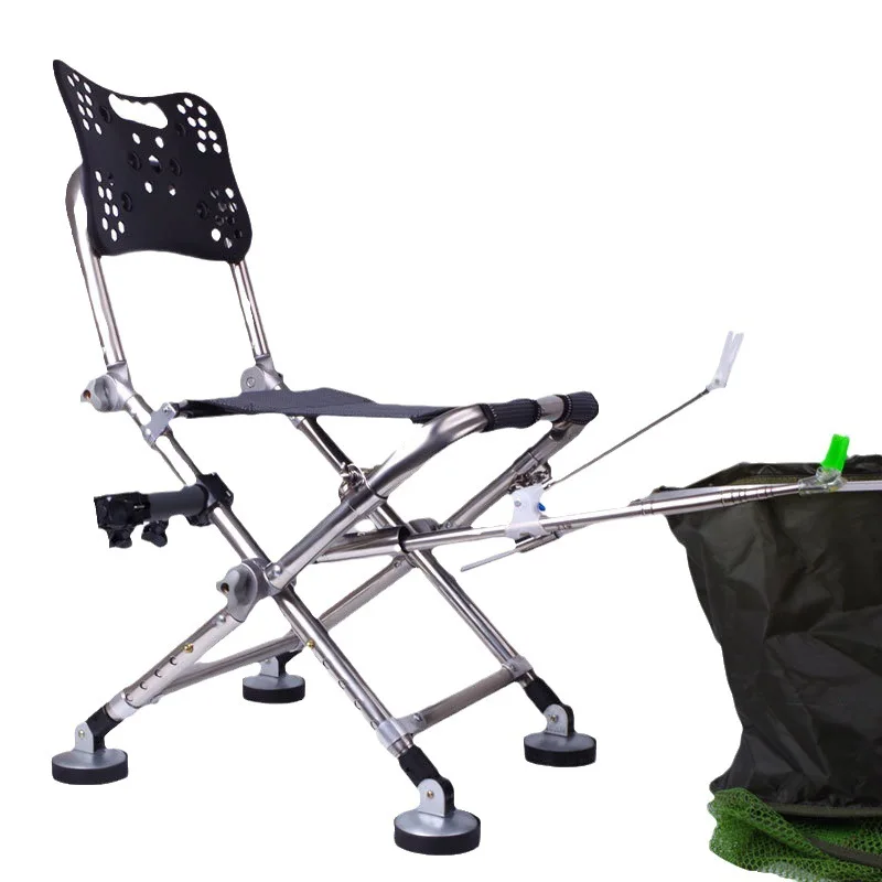 Silla De Playa Plegable All-terrain Fishing Chair Folding Stainless Steel Multi-functional Portable Fishing Chair