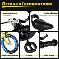 Vélo pour enfants de 14 pouces avec roue amovible, vélo réglable unisexe pour enfants de 50-55 cm, cadre en acier au carbone 3