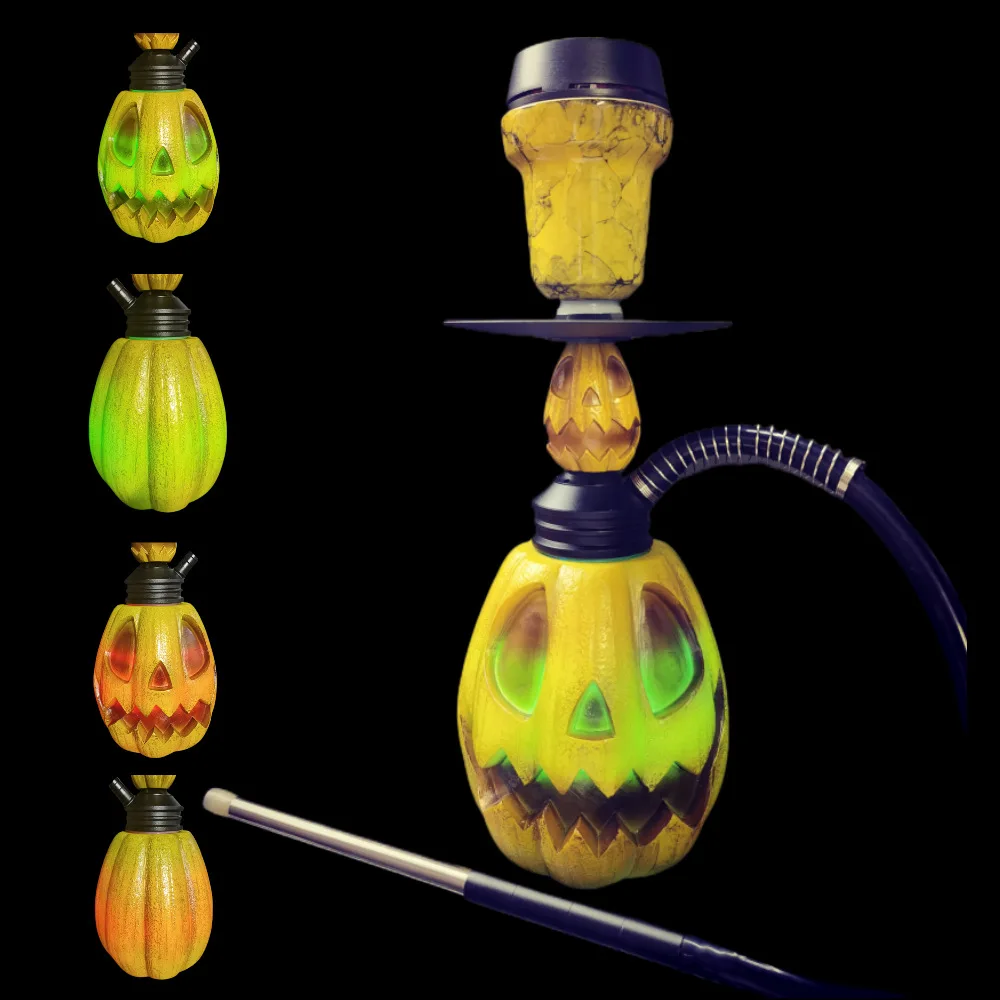 Pumpkin-Model Arabian Hookah Set with Color Light and Resin Process Bongs in Australian