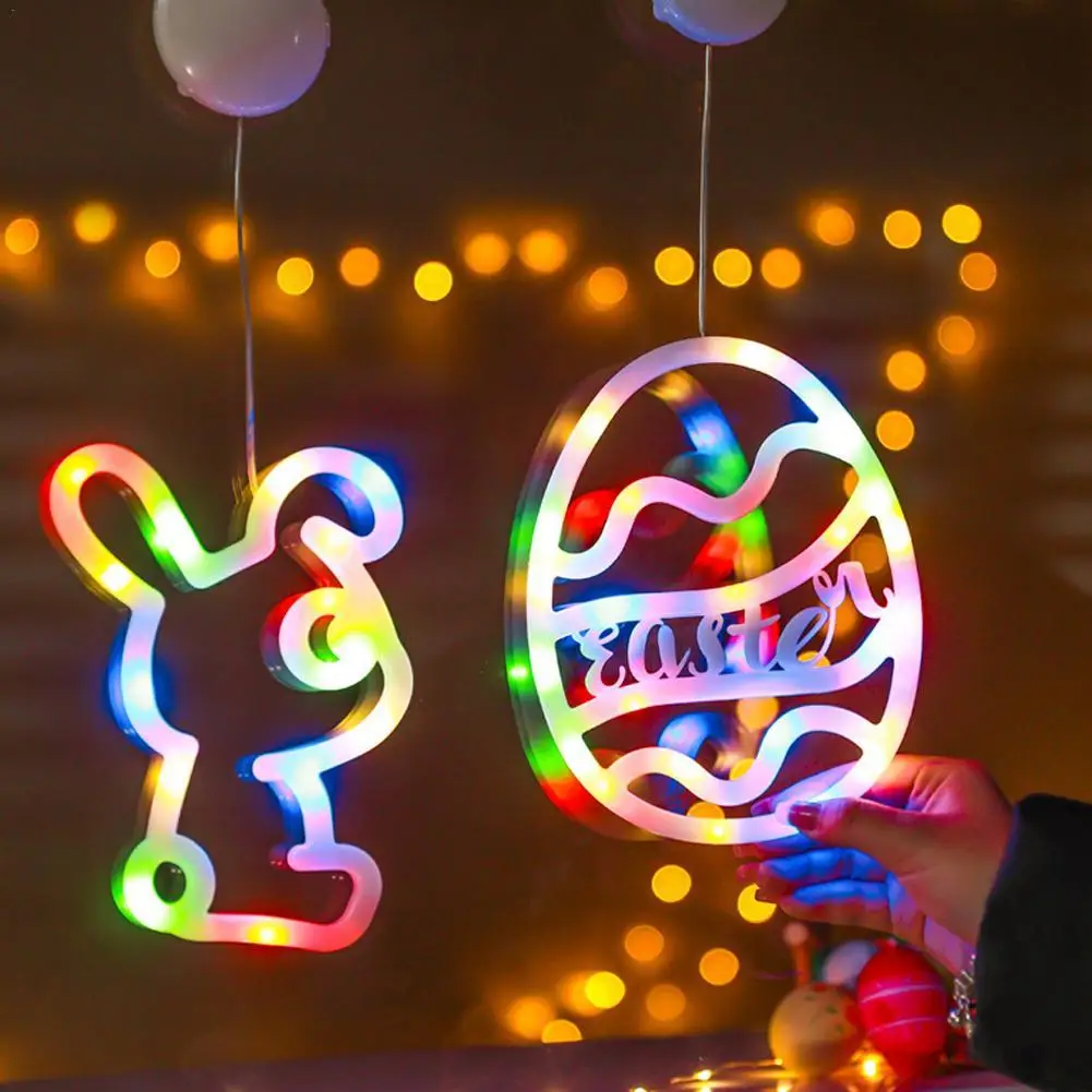 New Easter Window Lights For Decorations Easter Eggs Shaped Blue Pink Green Multicolor Hanging String Lights Home Decor