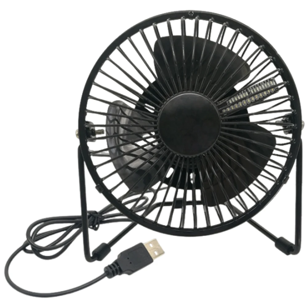 Black Plastic USB Clock Fan with Real Time Temperature Display for Home and Office