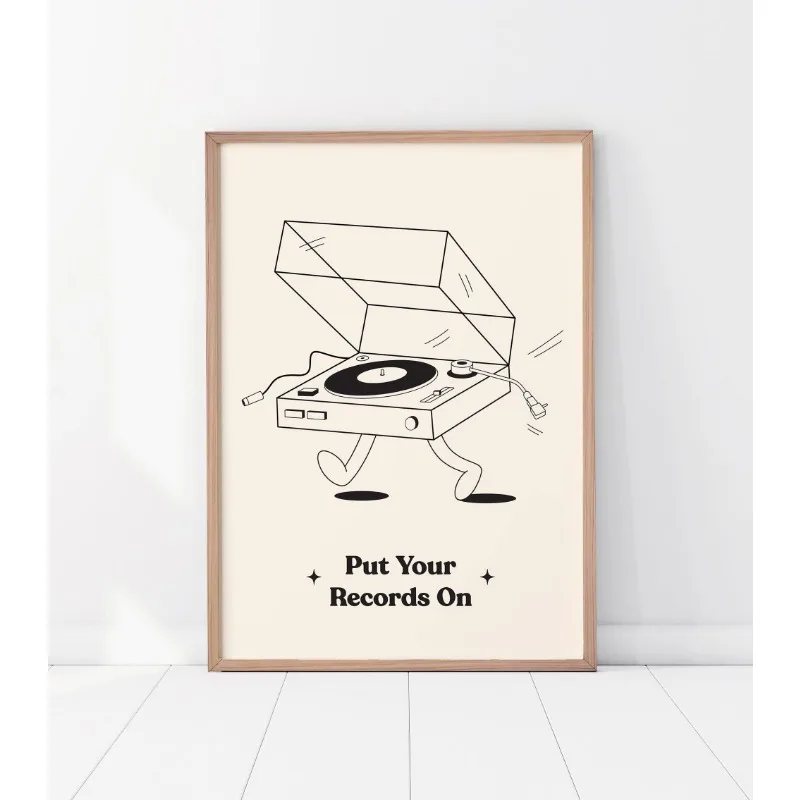 Vintage Vinyl Record Canvas Art - Minimalist Turntable Wall Decor