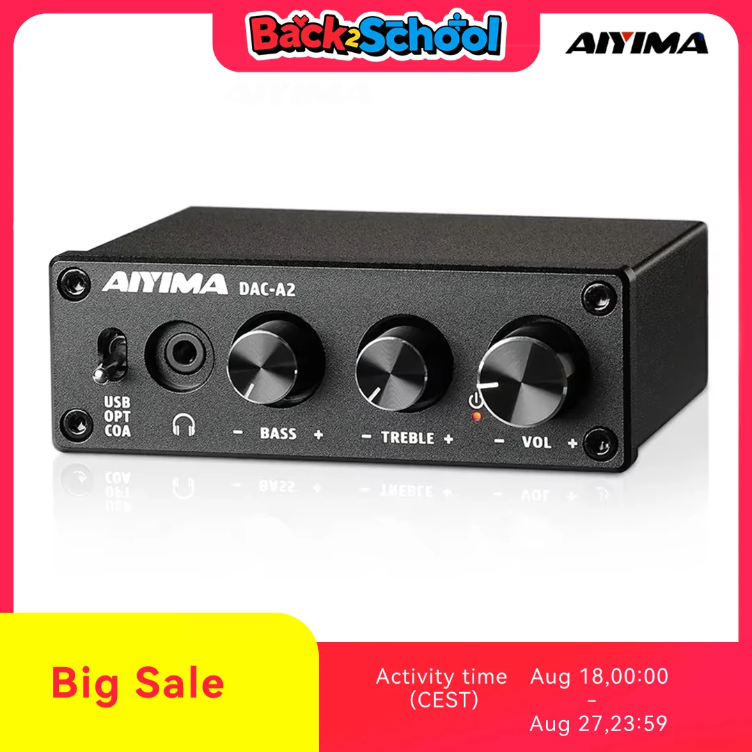 AIYIMA DAC-A2 HiFi Audio Decoder USB Headphone Amplifier