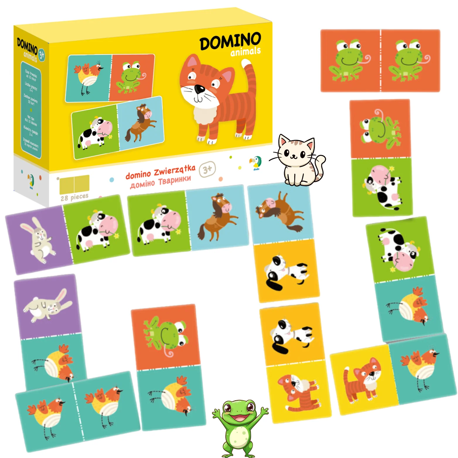 Carte domino colorate per bambini: set di animali, gioco educativo per lo sviluppo più giovane, manuale e della creatività