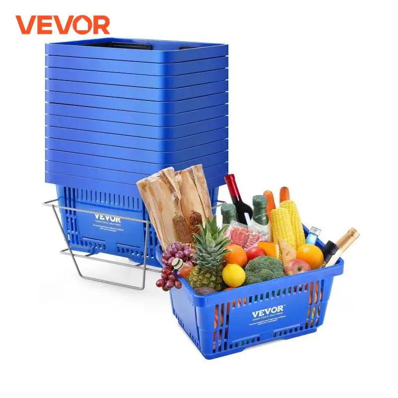 24L Portable Plastic Grocery Baskets Set of 12