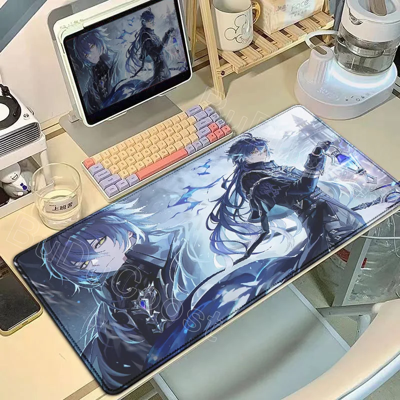 HD Genshin Impact Flins Furina Wanderer Columbina Mauspad, großes Gaming-Mauspad, Schreibtischunterlage, PC-Schreibtischschutz, Anime-Tastaturpads