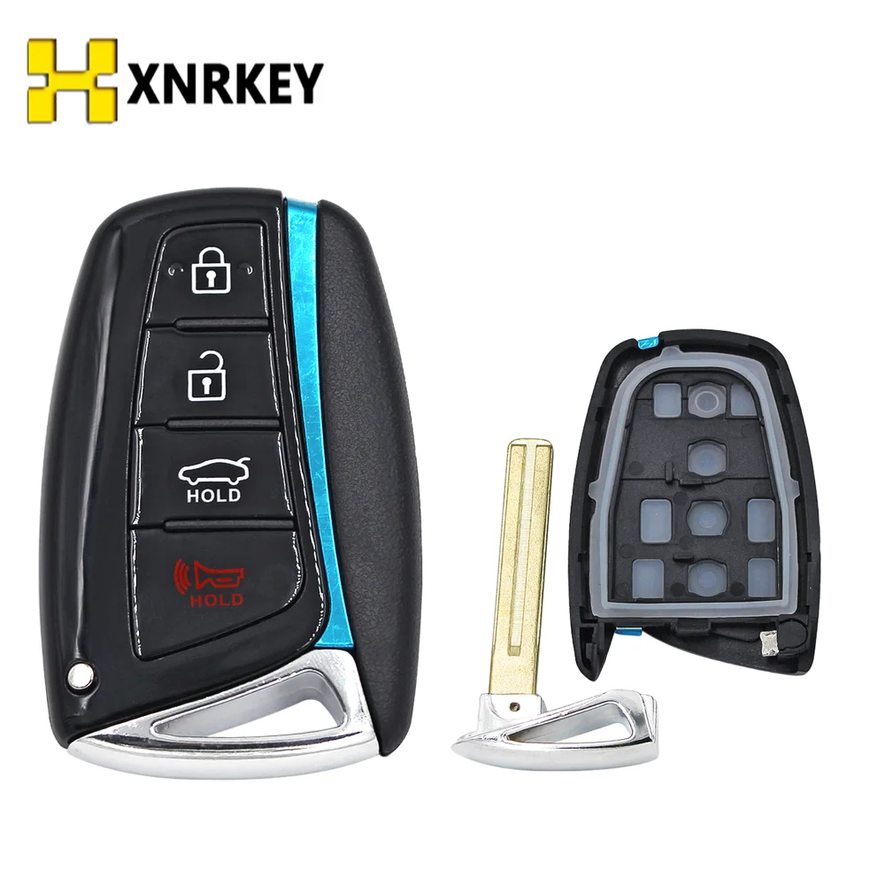 XNRKEY 3/4 Buttons Car Key Shell For Hyundai Genesis 2013-2015 Santa Fe Equus Azera Remote Control Part Replacement Key Blade