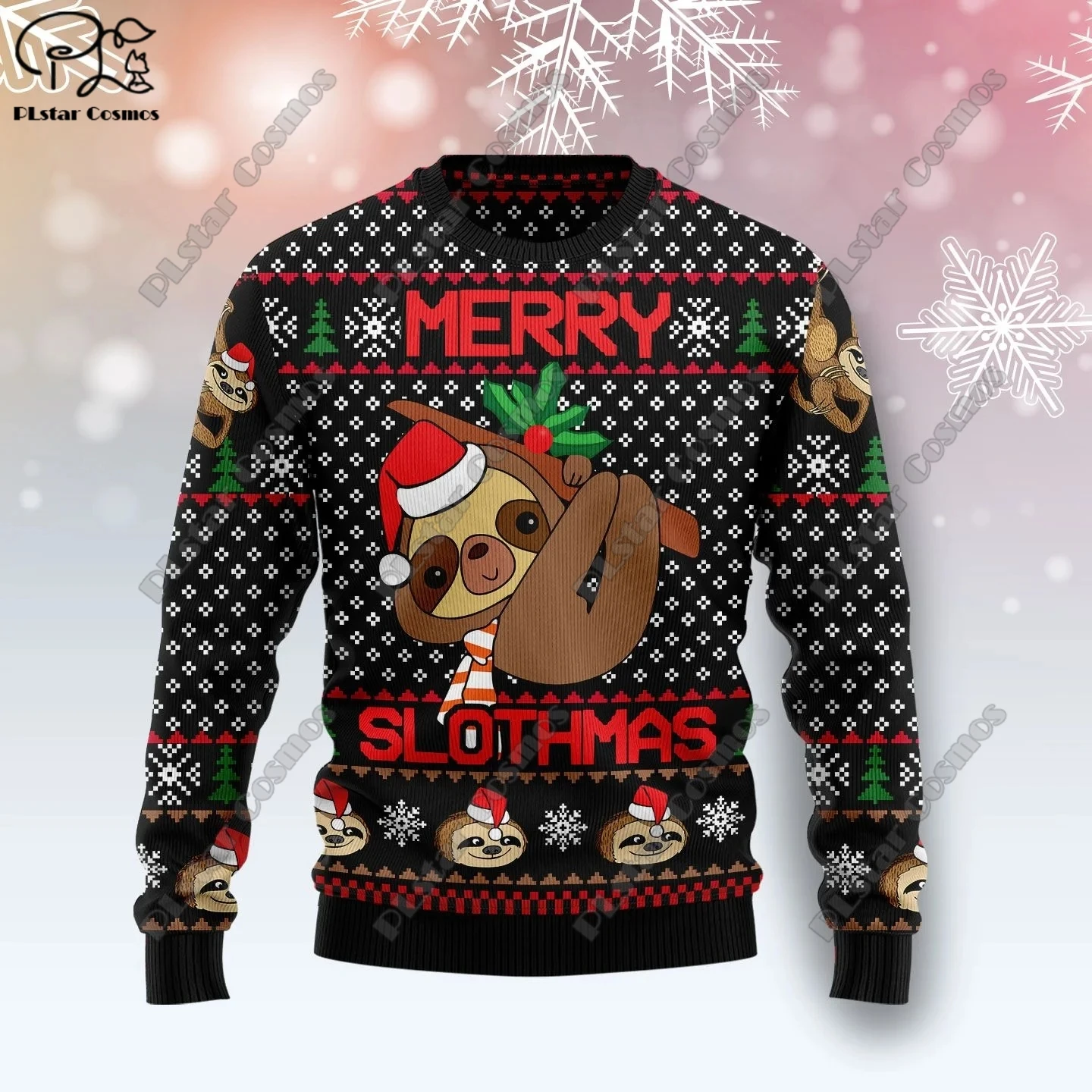 New 3D printed Christmas elements Christmas tree Santa Claus pattern art print ugly sweater street casual winter sweater S-3