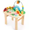 Toddler Activity Table Wood Train Track Educational Montessori Toys Bead Maze Fishing Game Sensory Play Infant Gift 2