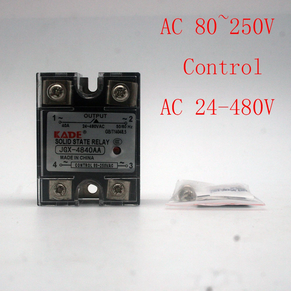 

Jgx-10 AA / 25AA / 40AA AC controlled AC SSR single phase solid state relay with plastic dust cover