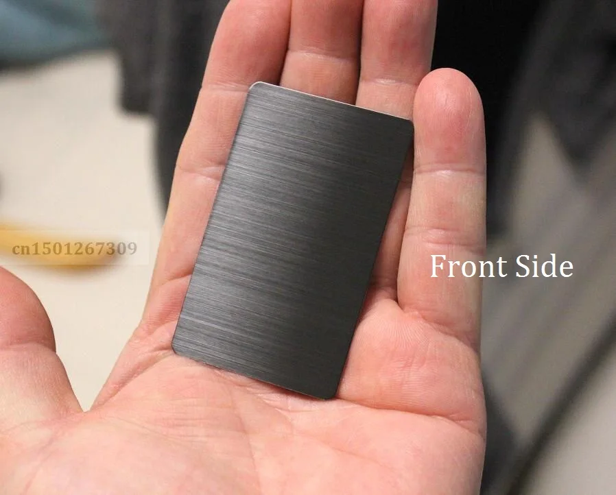 Thickness 0.45mm Small Black Stainless Steel Metal Tag Single Side Brush Finish Business Cards For Laser Engraving
