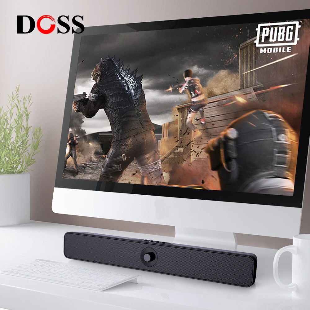 DOSS SoundBar Computer Speaker Bluetooth 5.0 Subwoofer Stereo Bass Music Sound Box Sound Bar Speakers for Laptop PC Smart Phone