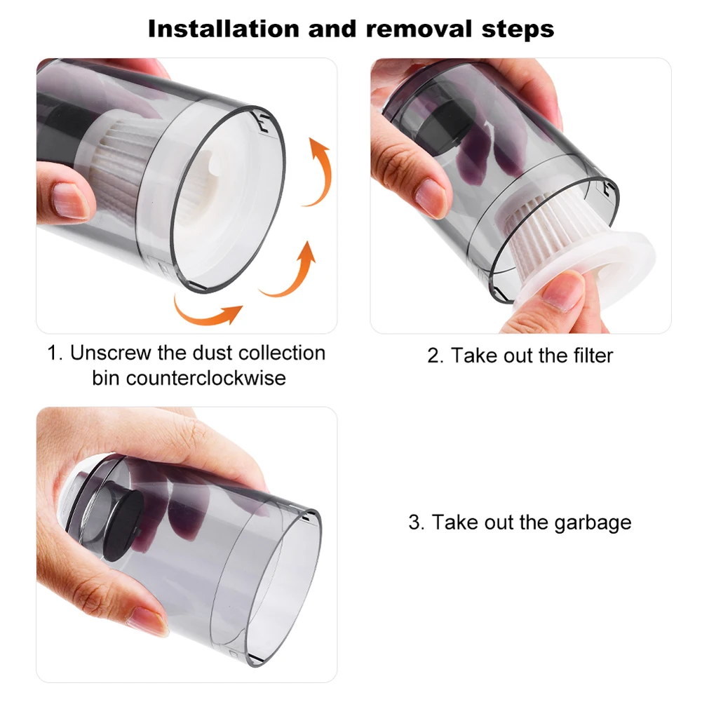 HEPA Car Vacuum Filter Reusable Cleaning Filters Easy Installation and Removal Portable Handheld Vacuum Cleaner Accessories 5pcs