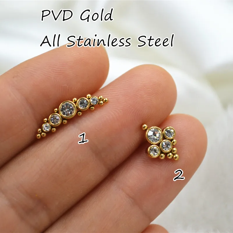 

Ювелирные изделия для пирсинга тела, 50 шт., PVD, золото, 16 г, драгоценные камни, стержень для губ, Лабрет, гвоздик для пирсинга, драгоценные камни для Козелка, женская бижутерия