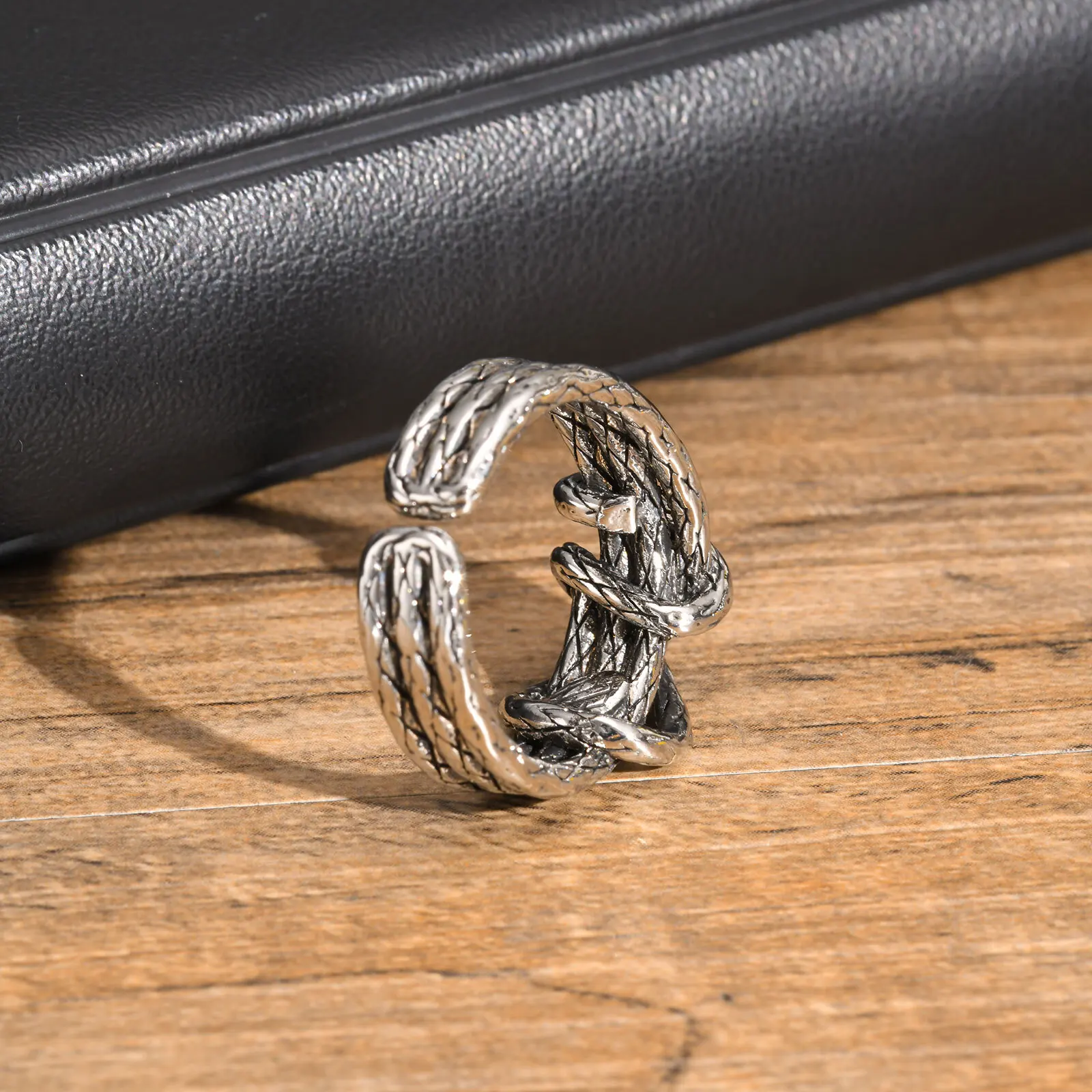 Retro Woven Metal Ring for Men Boys,Irregular 3 Layers Knot Opening Ring,New Punk Jewelry Gifts