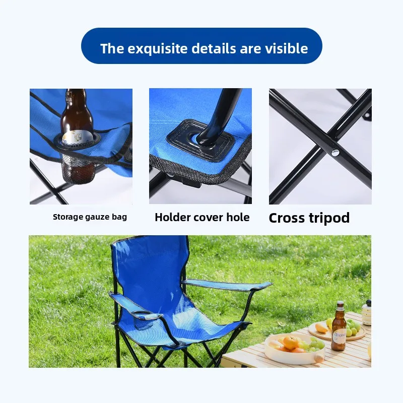 Modern Outdoor Folding Chair with Backrest and Armrest Portable Camping Fishing Beach Chair