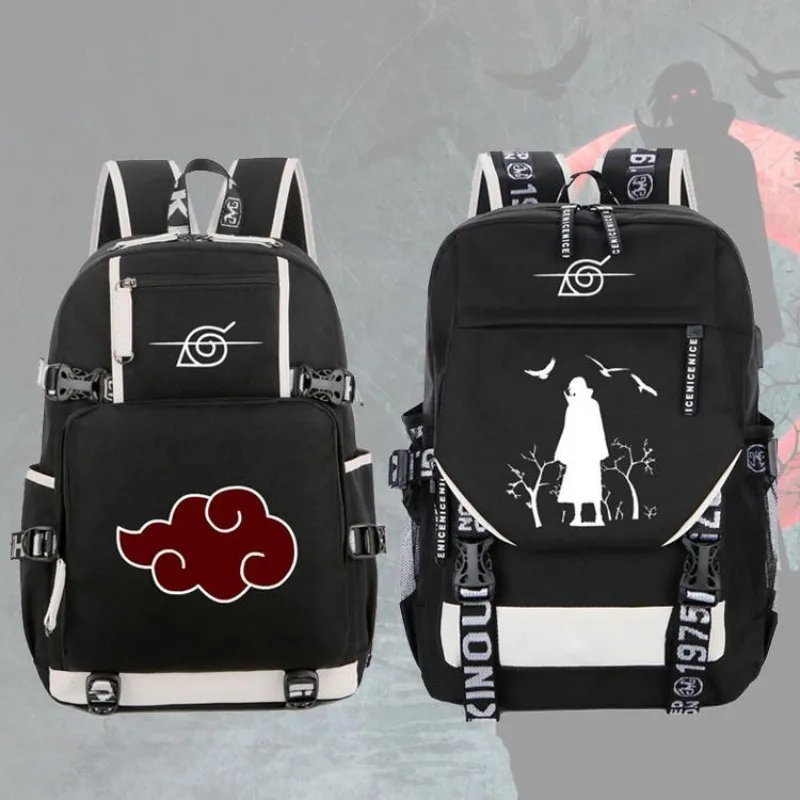 

Naruto Anime Peripheral Backpack Backpack Akatsuki Elementary and Middle School Students Canvas School Bag Computer Bag