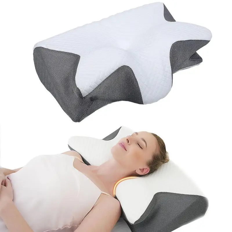 

#Memory Soft Comfortablelows Butterfly Shaped Relaxing Cervical Slow Rebound Neck Pillow Pain Relief Sleeping Orthopedic Pill