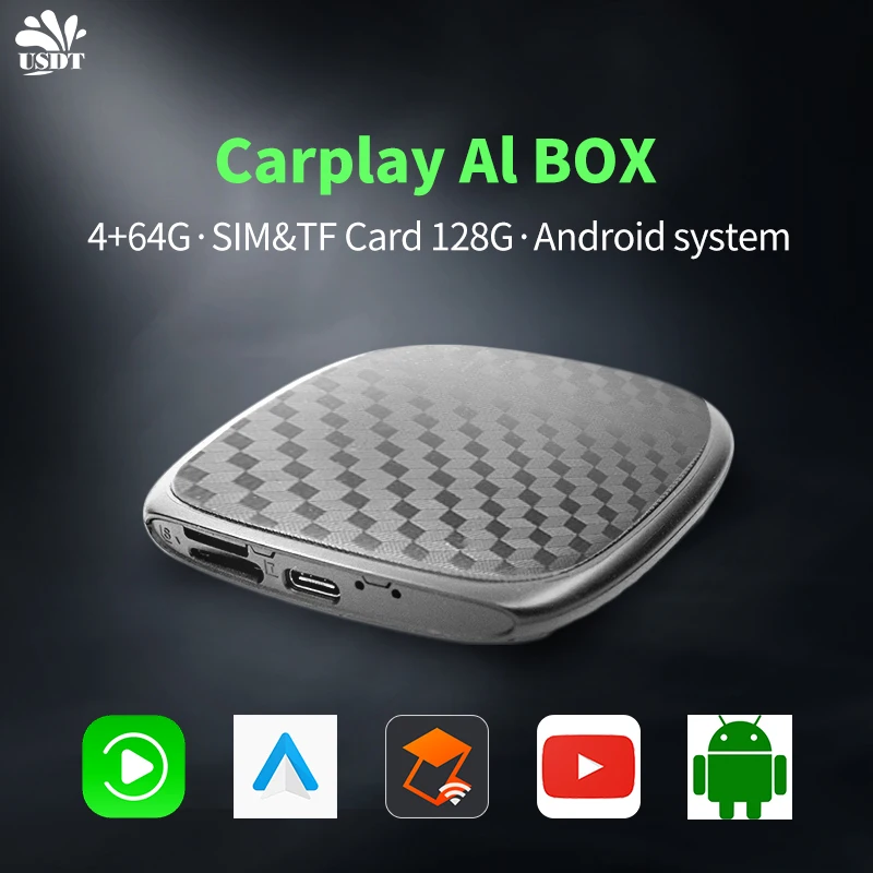 Android Ai Carplay Box 4+64g 4glte Netflix Video Car Multimedia Adapter