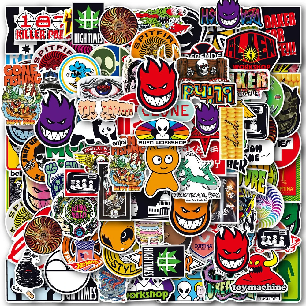 10/30/50/100pcs Street Style Logo Stickers Aesthetic Graffiti Skateboard Laptop Motorcycle Helmet Kids Cool Sticker Toys Decals