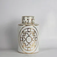 Gold Grain Ceramic Cylinder Tank Airtight Storage Jar General Jar Vase Tissue Box Ceramic Handicraft Ornaments Vintage Bottle 2