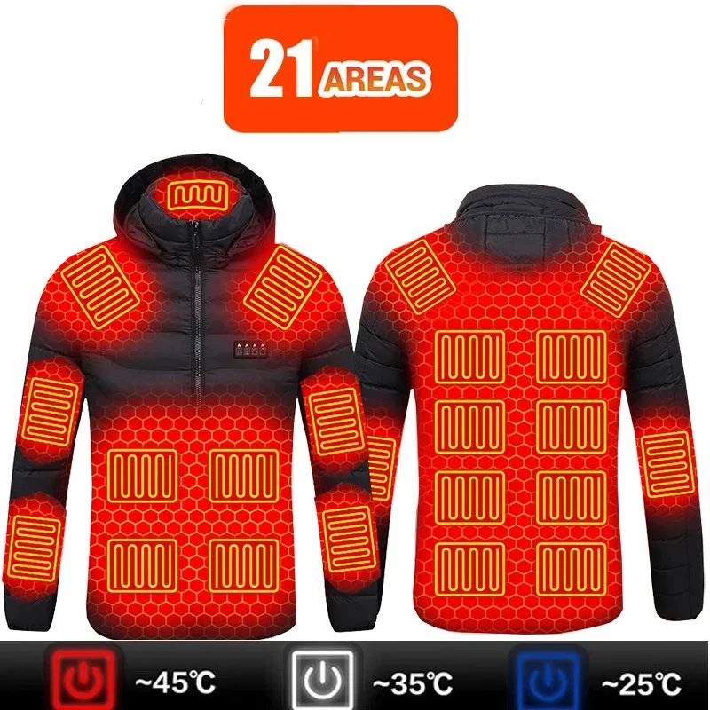 

2023 New Women's Heated Jacket Outdoor Coat USB Battery 21 Zone Electric Jacket Waterproof and Warm Jacket Coat Plus Size 6XL