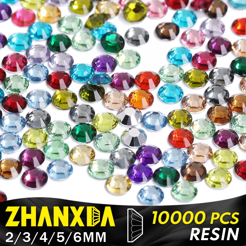 

3D Resin Rhinestones Flatback Round Stones Decoration Glitter Crystals Diy For Clothes Diamante Gems 3 4 5 6mm (no Hotfix)