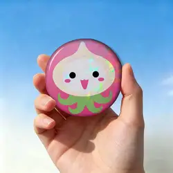 Pop Girl Cool Pink Anime Photo Brooch - Creative Round Badge Gift Pin - 44x44 mm (Z12)