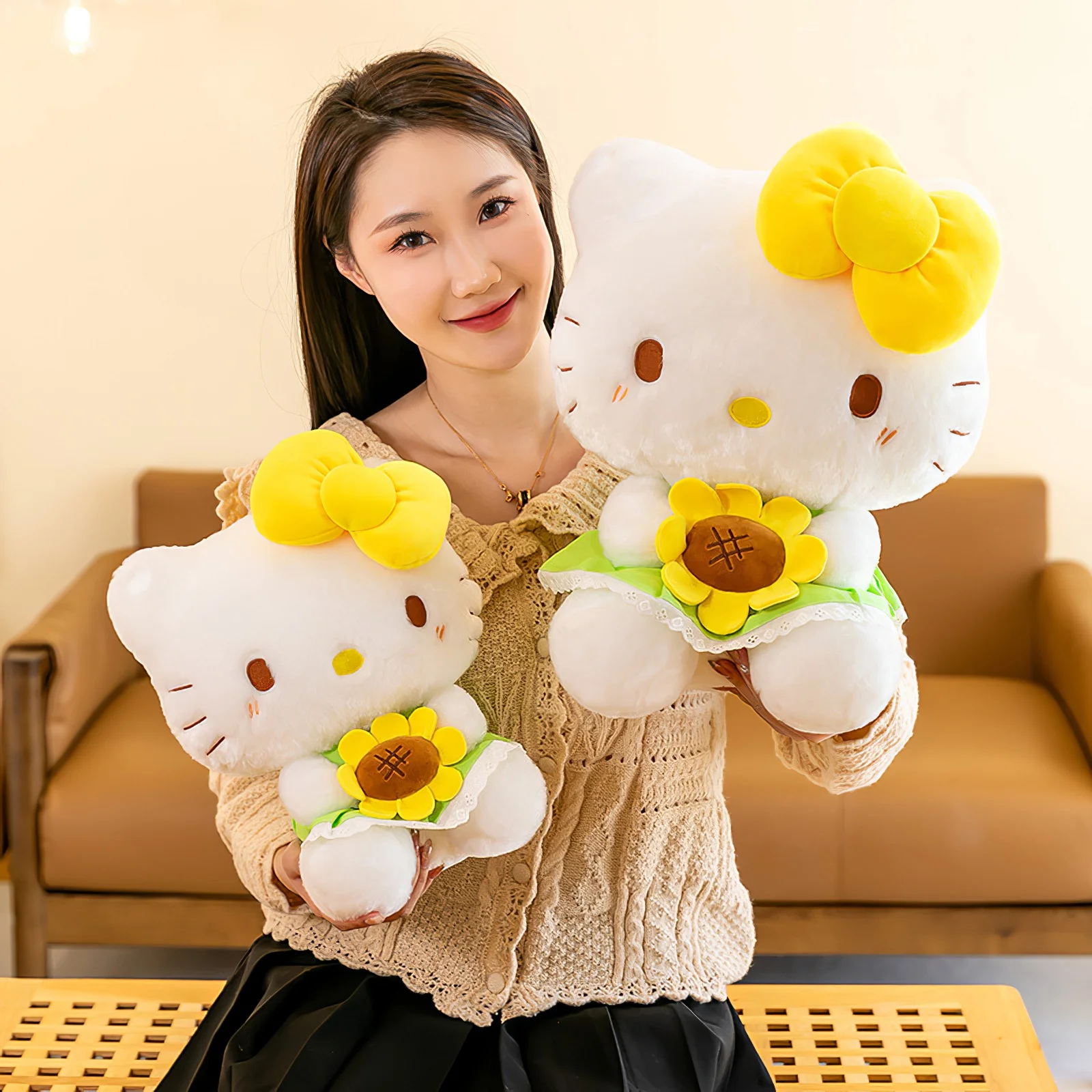 Sanrio helloキティひまわりぬいぐるみ サンリオ ハローキティ ひまわりリボン ぬいぐるみ 黄色 平成