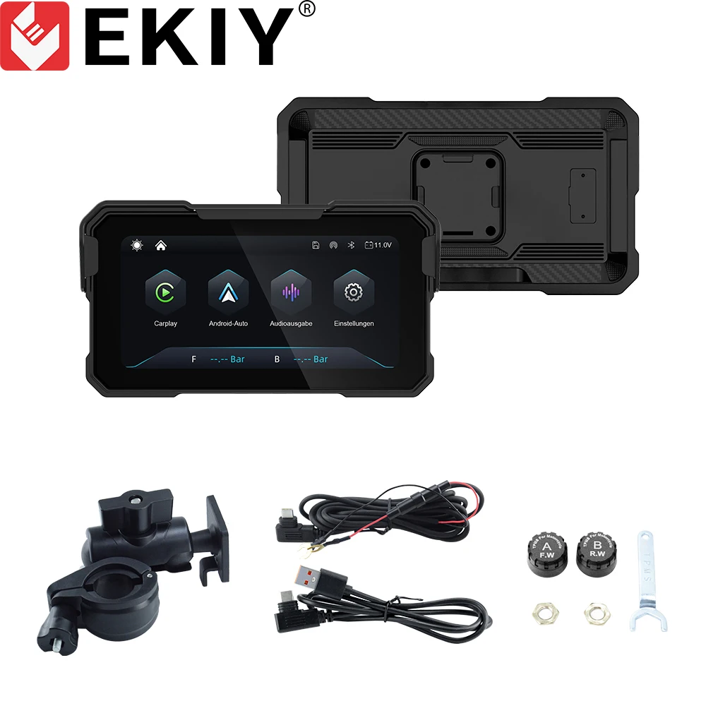 EKIY 6.25″ GPS Motorcycle Navigation Wireless CarPlay Android Auto Display