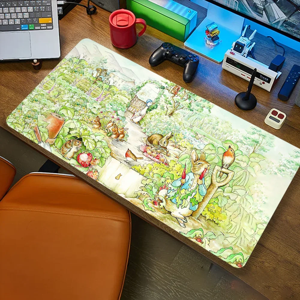 Cute P-Peter R-Rabbit Cartoon Mousepad Computer Office Game Table Mats XXL Rubber Anti-slip Gaming Keyboard Long Desk Pads