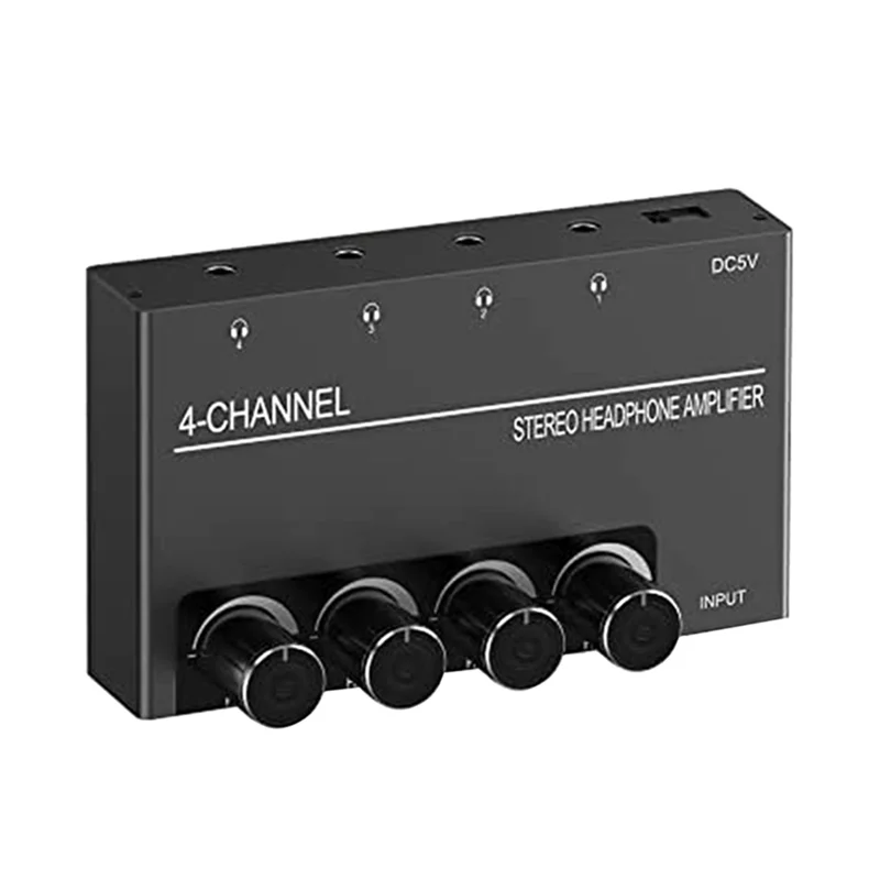 B03B-4 채널 헤드폰 앰프 스테레오 오디오 앰프 헤드폰 분배기, 4개의 3.5MM 헤드폰 출력 및 3.5MM 오디오 입력