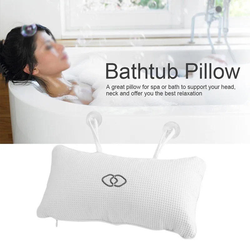 Comfort Neck Back Anti-slip Bathtub Pillow Spa Bath Cushion Soft Headrest Massage Suction Cup Hot Tub Pillow Accessory bath pillow