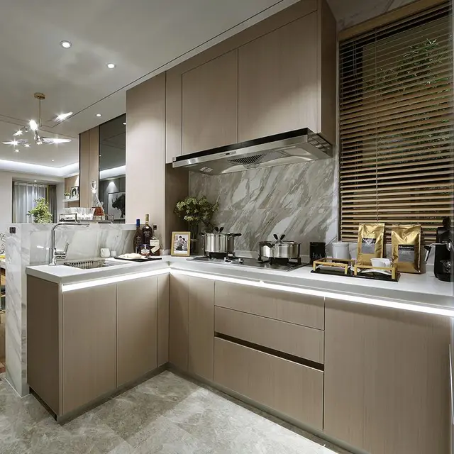 ตู้สไตล์ไม้ชุดทันสมัยพร้อมตู้ครัวเฟอร์นิเจอร์เกาะ 1