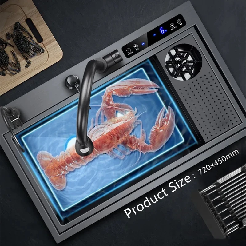 

Nano Smart Sink Ultrasonic Kitchen Sink 304 Stainless Steel Sink Small Fruit And Vegetable Washing Machine With Cup Washer