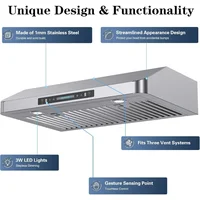 IKTCH 30 Inch Under Cabinet Range Hood, 900 CFM with 4-Speed Gesture Sensing & Touch Control, Stainless Steel Range Hood 2