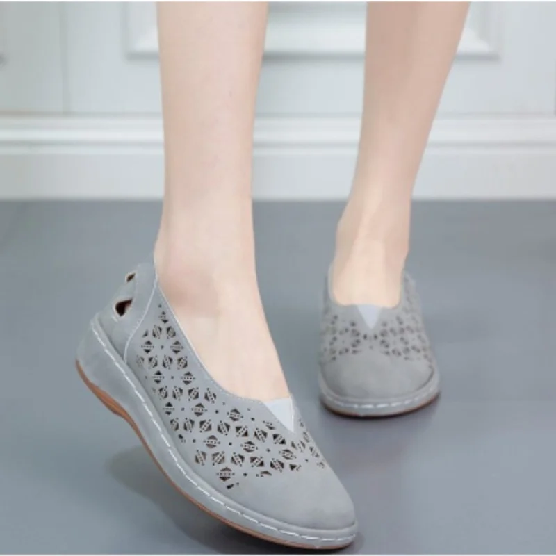 Women Sandals 2020 Vintage Casual Ladies Flats Shoes Sandals Women Summer Hollow Out Breathable Wedges Shoes Slip on Female Shoe