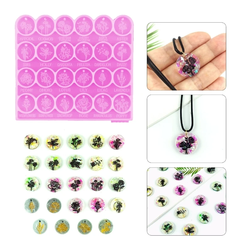 R3MC Round Flower Silicone Moulds Earrings Studs Resin Mold DIY Jewelry