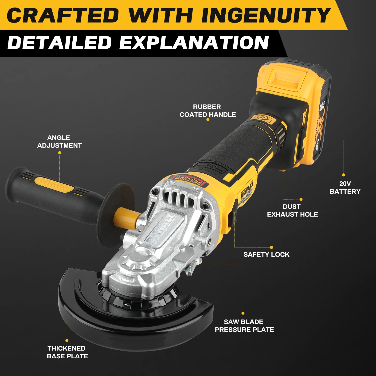 DEWALT DCG405 100/125mm 18V lithium Handheld Grinding battery brushless flat head angle grinder  tool cutting machine 2