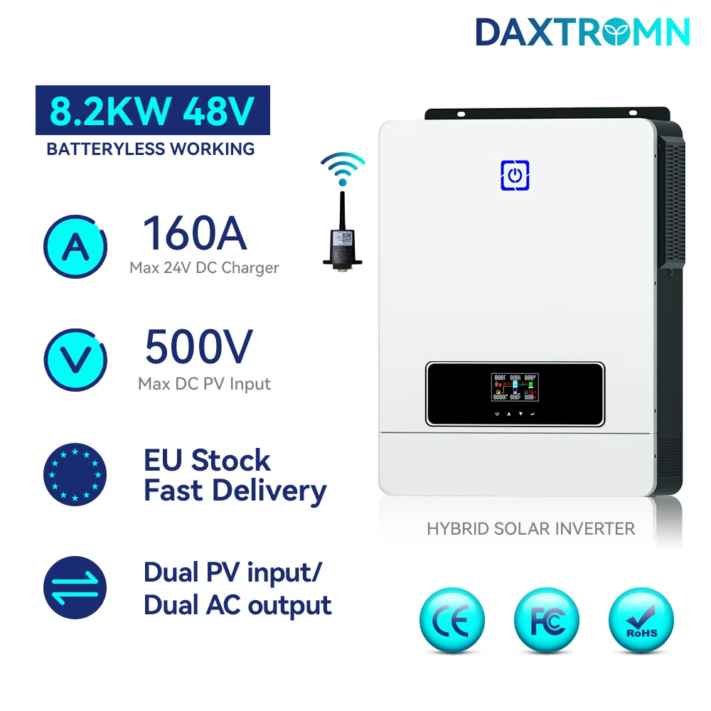 Daxtromn 8,2 kW Hybrid-Solar wechsel richter 48V 220V Dual-Output-PV 8200  VDC A MPT-Solar ladegerät am netz unabhängigen Wechsel richter W mit WLAN