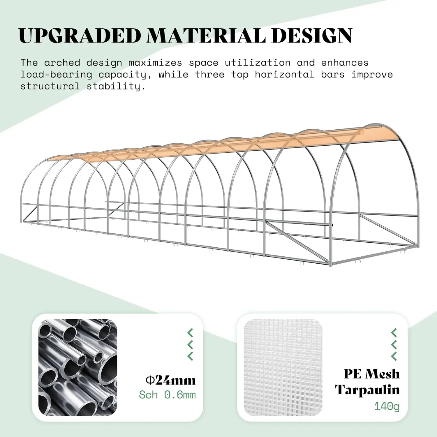 36x9.7x7 FT Large Walk-in Tunnel Greenhouses for Outdoors with Watering System 2 Zipper Doors, Heavy Duty Greenhouse Upgraded