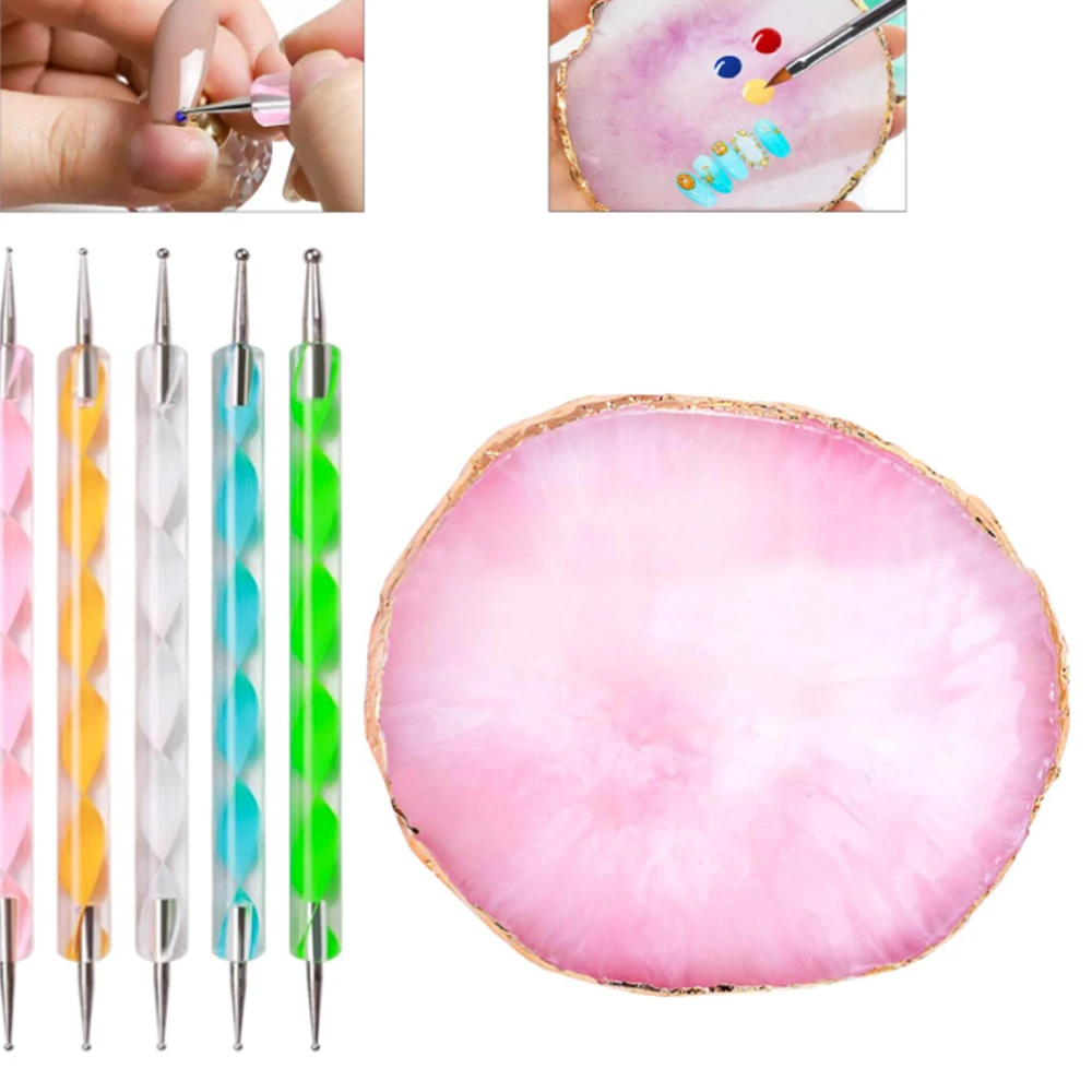 Nail Art Tool Set-22pcs Nail Brushes,Dotting Tools Resin Palette,Professional Manicure Kit for Acrylic/Gel Nails DIY Supplies. - 5