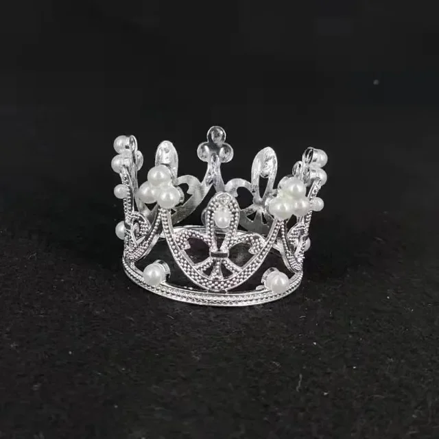 Mini Crown Cake Decoration Princess Topper Pearl Tiara Childrens Hair Accessories Wedding Kids Birthday Party Decorative 5